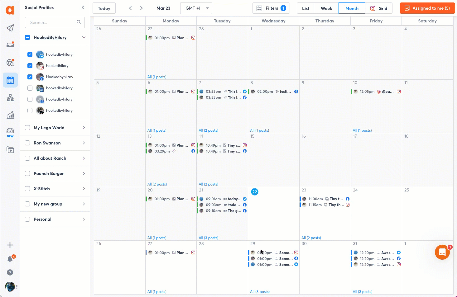 Screenshot of Agorapulse Social Media Calendar for Higher Education Marketing